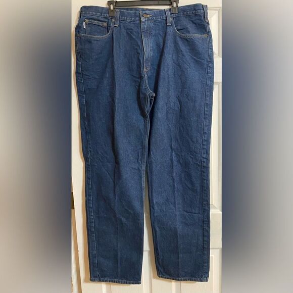 Men's Carhartt Blue Jeans Size 42/34 - Picture 1 of 7